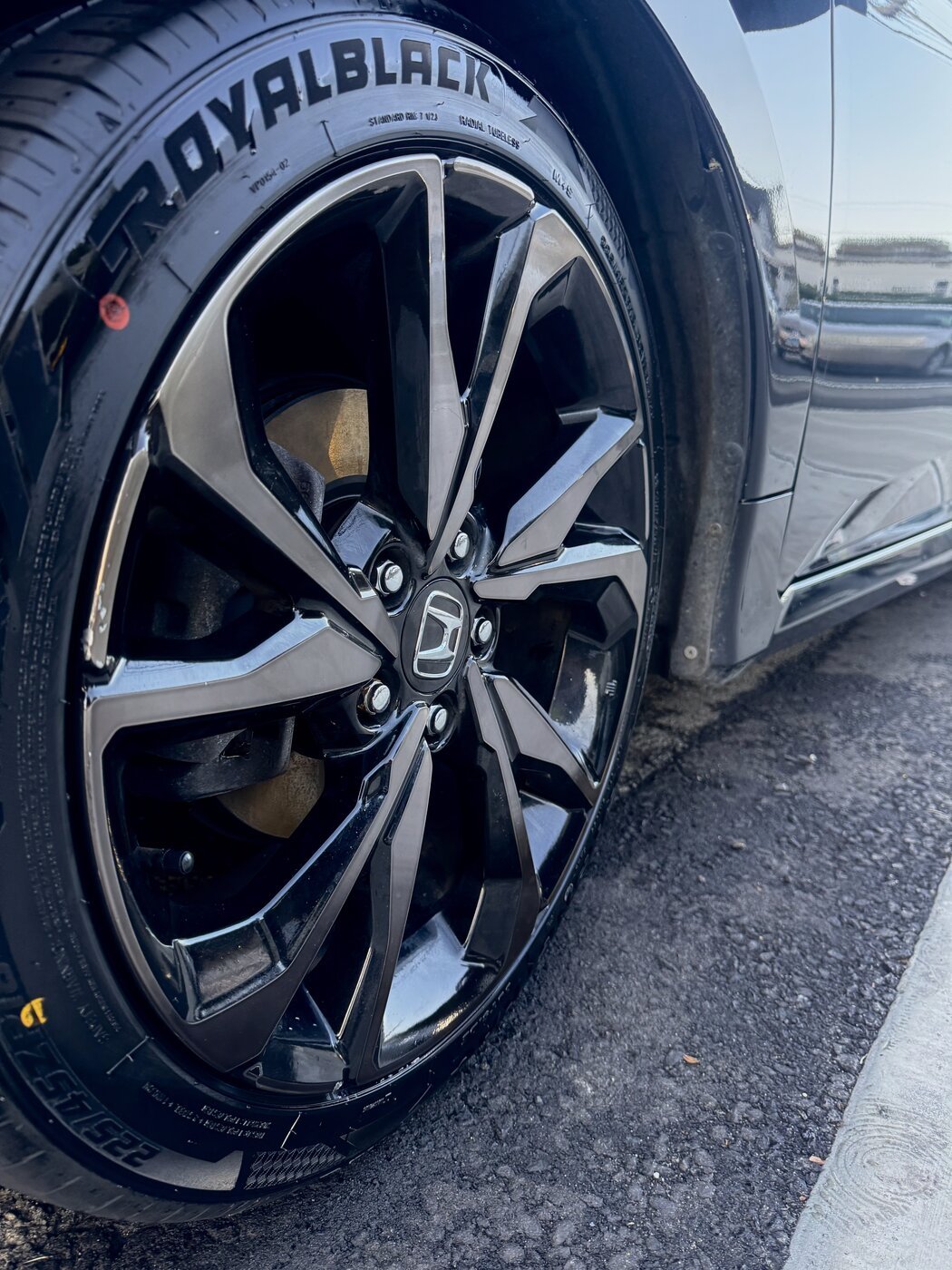 Clean, dressed wheel and tire close-up